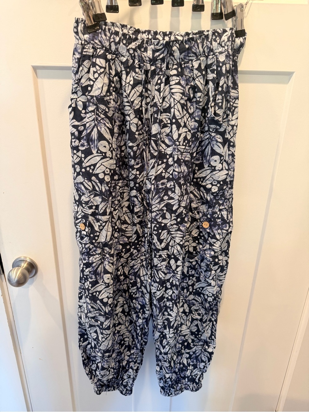 Christian Siriano New York Tropical Print Linen Blend Jogger Pants Small